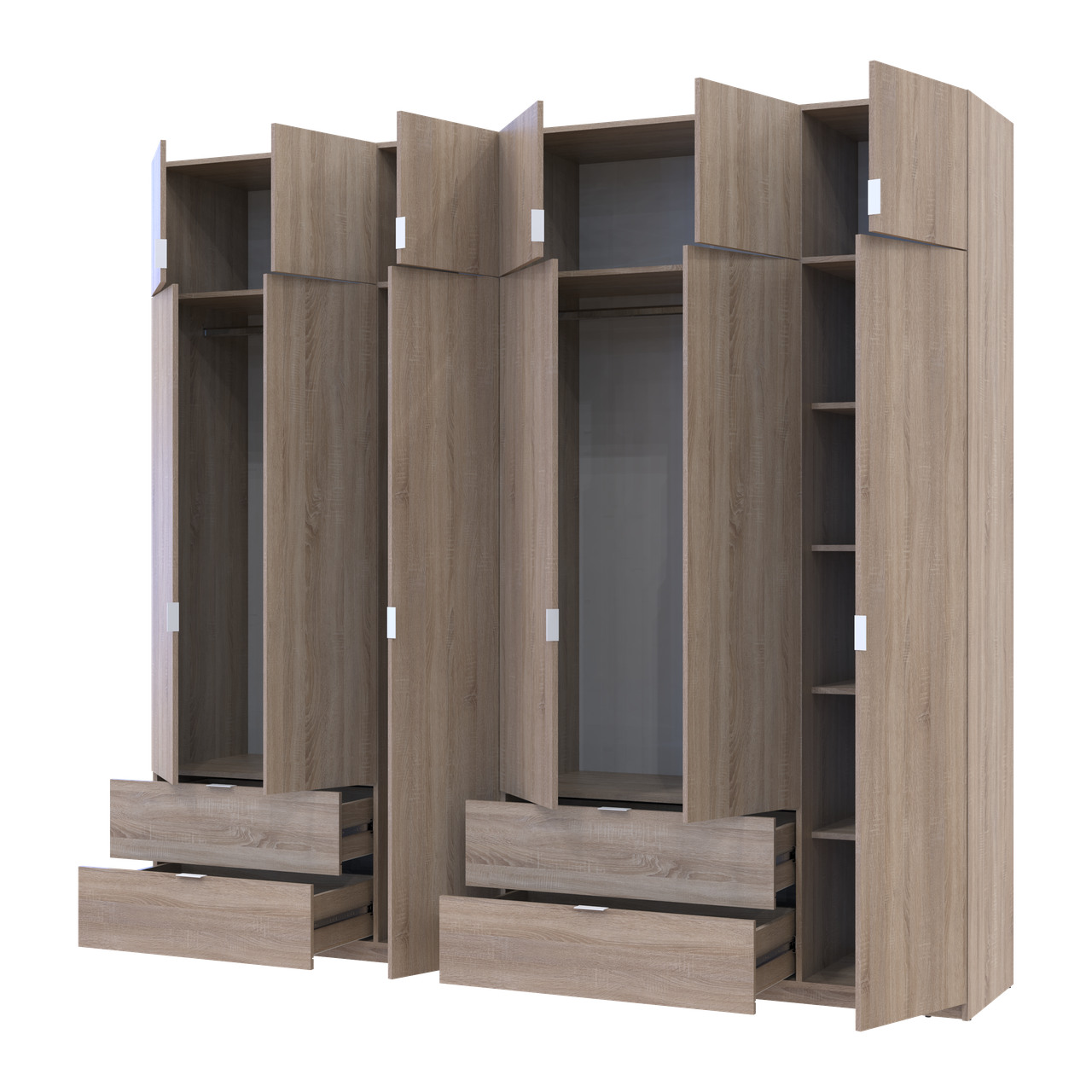 Распашной шкаф для одежды Doros Лукас Дуб сонома 3+3 ДСП 255х50х240 (42005111)