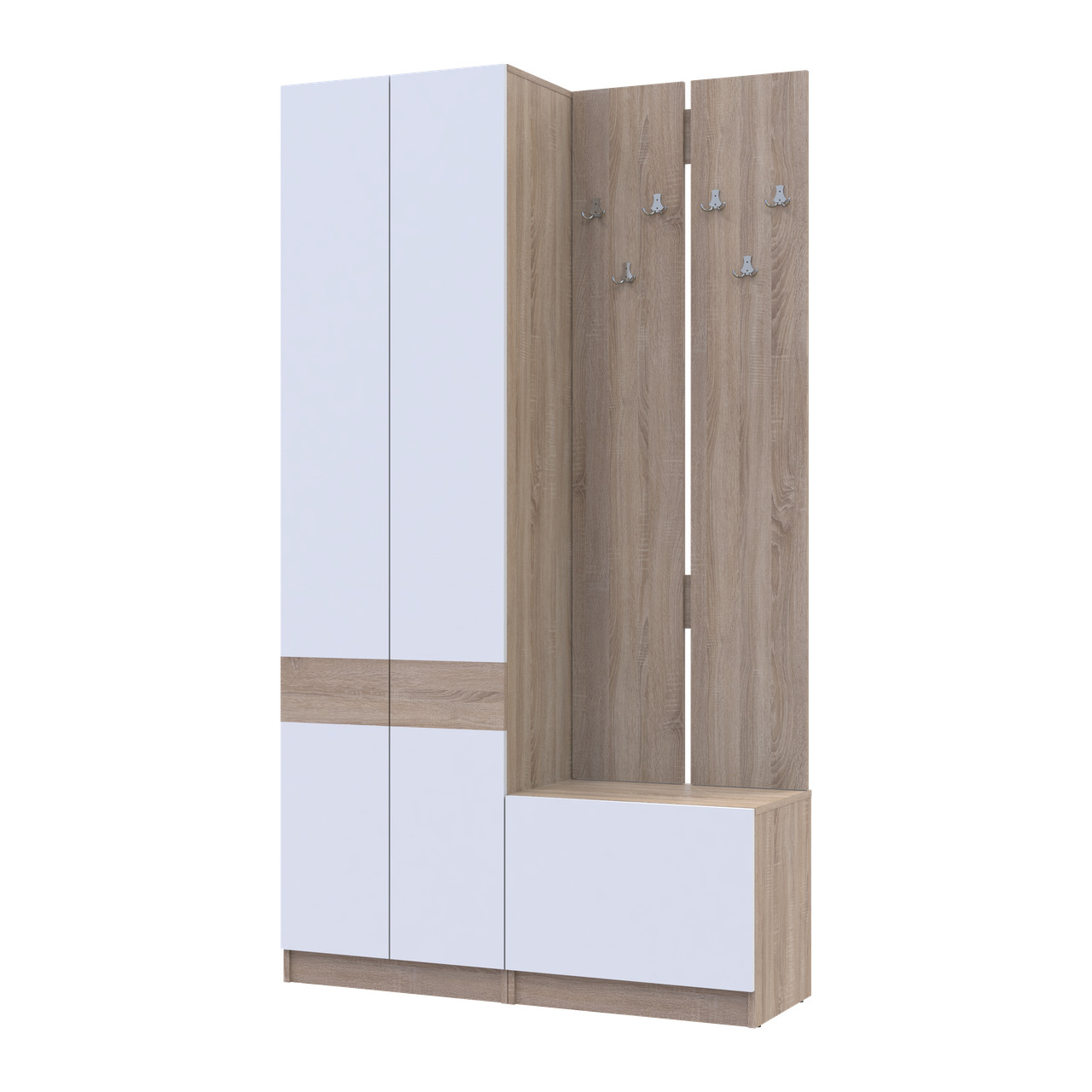Прихожая Doros Сола 1+3 Doros Дуб Сонома/Белый ДСП 120х40х215 (42005149)