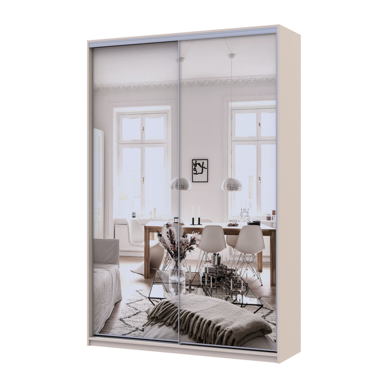 Шкаф купе Doros Сити Лайт Кашемир 2 Зеркала 150х45х225 (80736362)