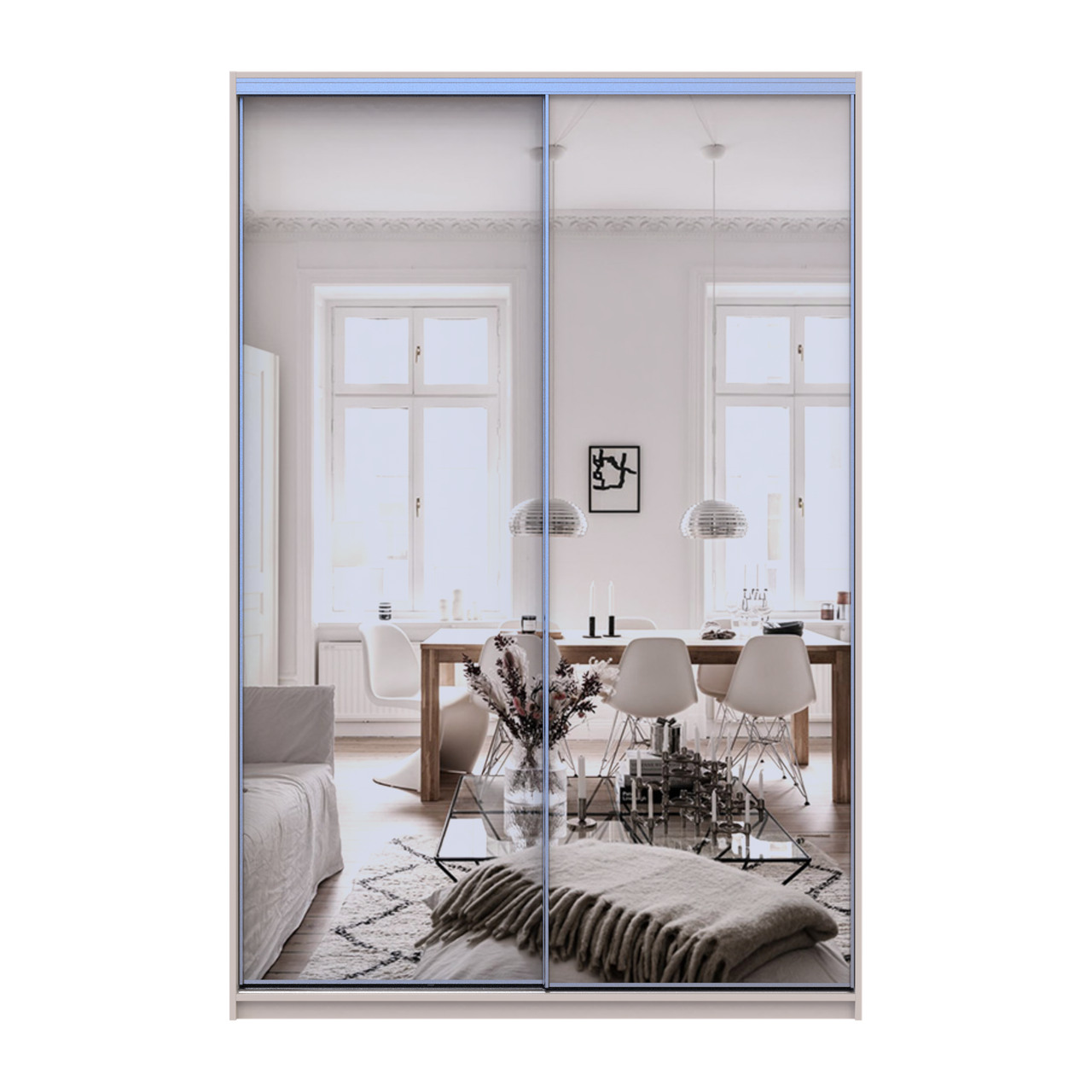 Шкаф купе Doros Сити Лайт Кашемир 2 Зеркала 150х45х225 (80736362)