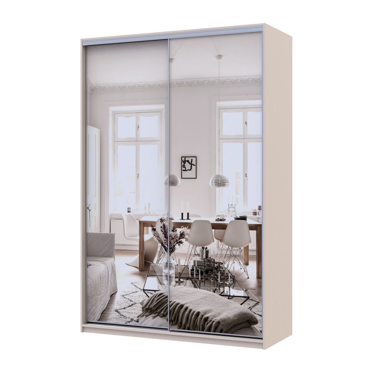 Шкаф купе Doros Сити Лайт Кашемир 2 Зеркала 150х60х225 (80736359)