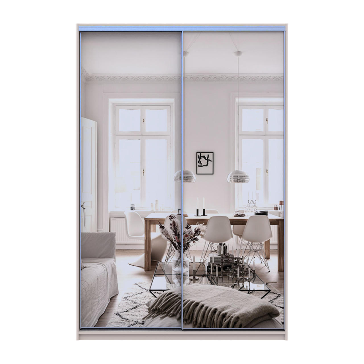 Шкаф купе Doros Сити Лайт Кашемир 2 Зеркала 150х60х225 (80736359)