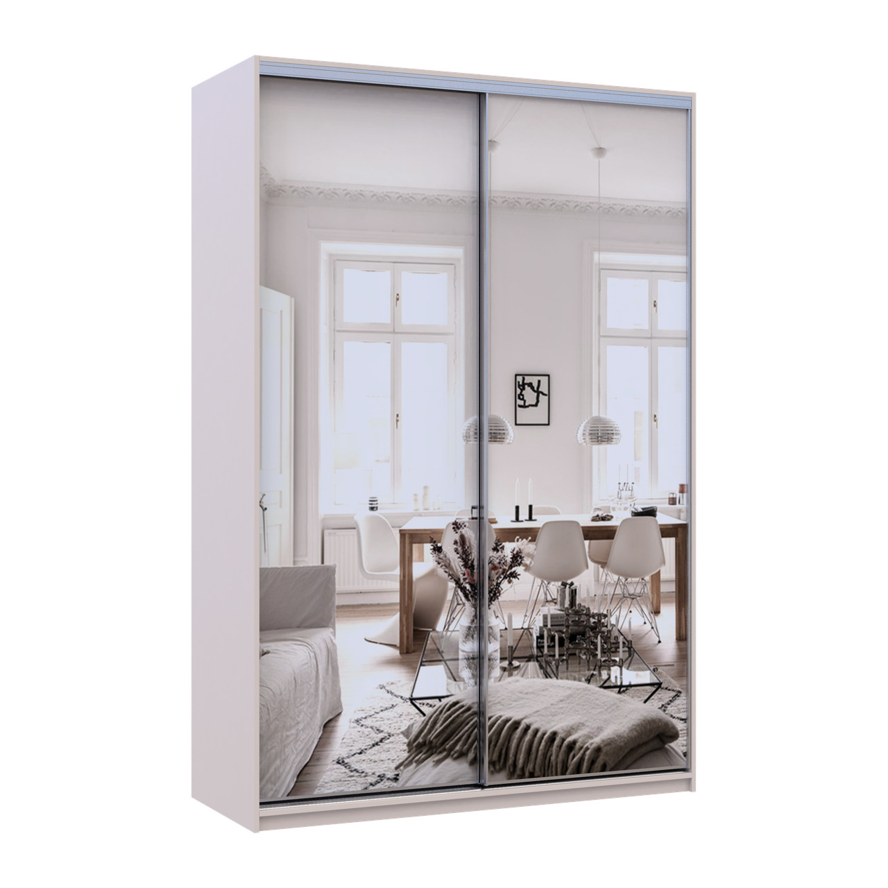 Шкаф купе Doros Сити Лайт Кашемир 2 Зеркала 150х60х225 (80736359)