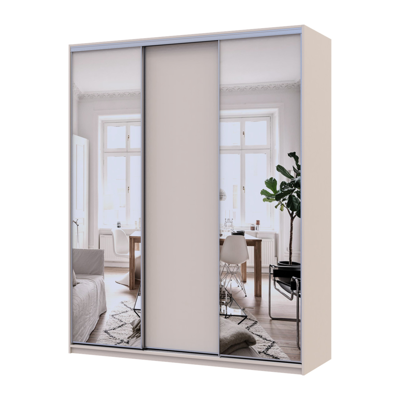 Шкаф купе Doros Сити Лайт Кашемир 1 ДСП / 2 зеркала 180х60х225 (80736368)