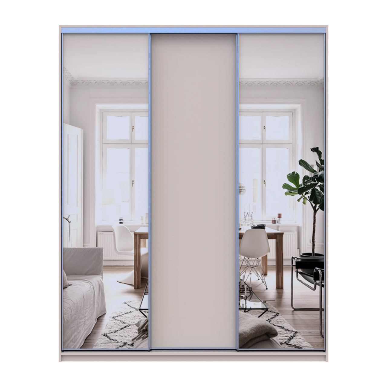 Шкаф купе Doros Сити Лайт Кашемир 1 ДСП / 2 зеркала 180х60х225 (80736368)
