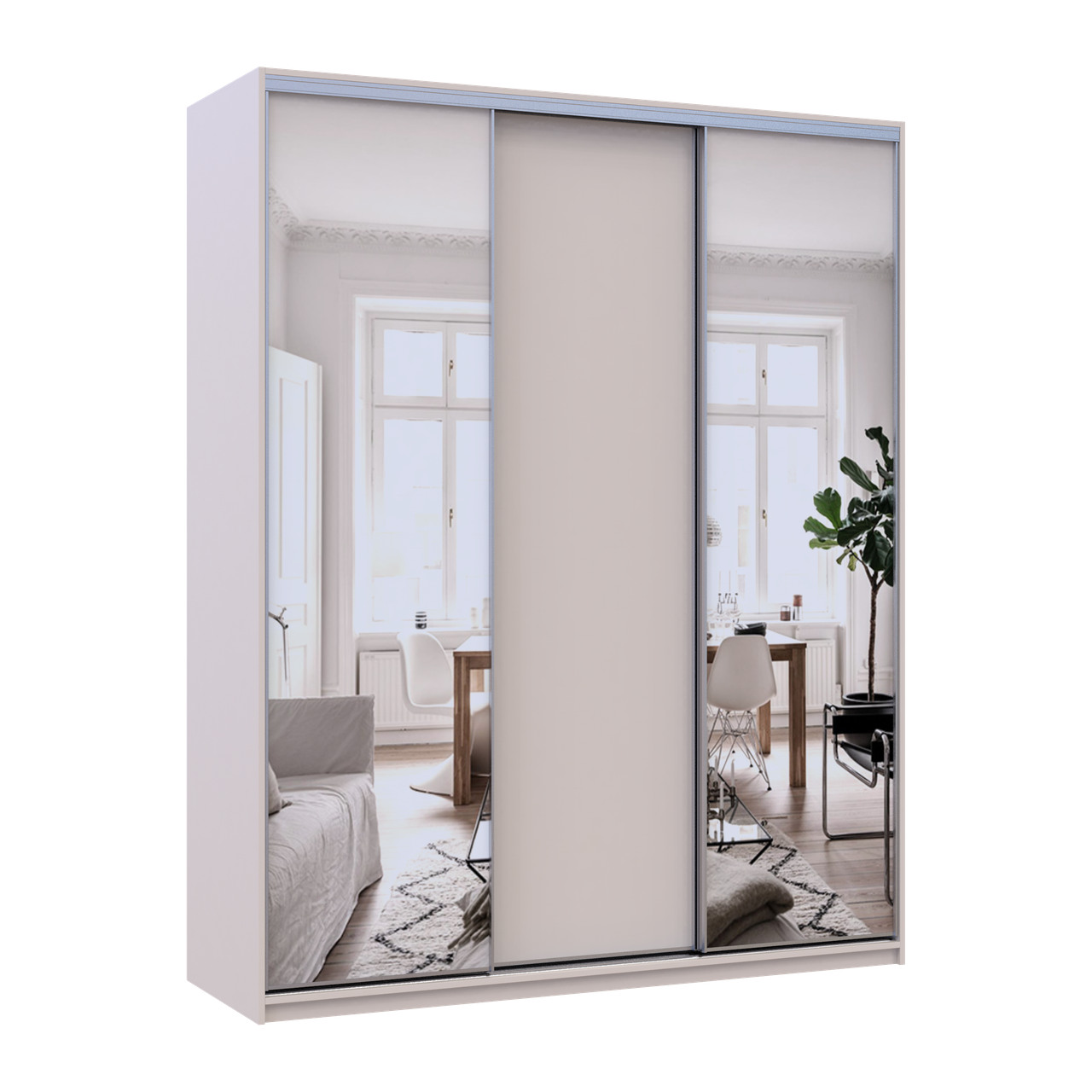 Шкаф купе Doros Сити Лайт Кашемир 1 ДСП / 2 зеркала 180х60х225 (80736368)
