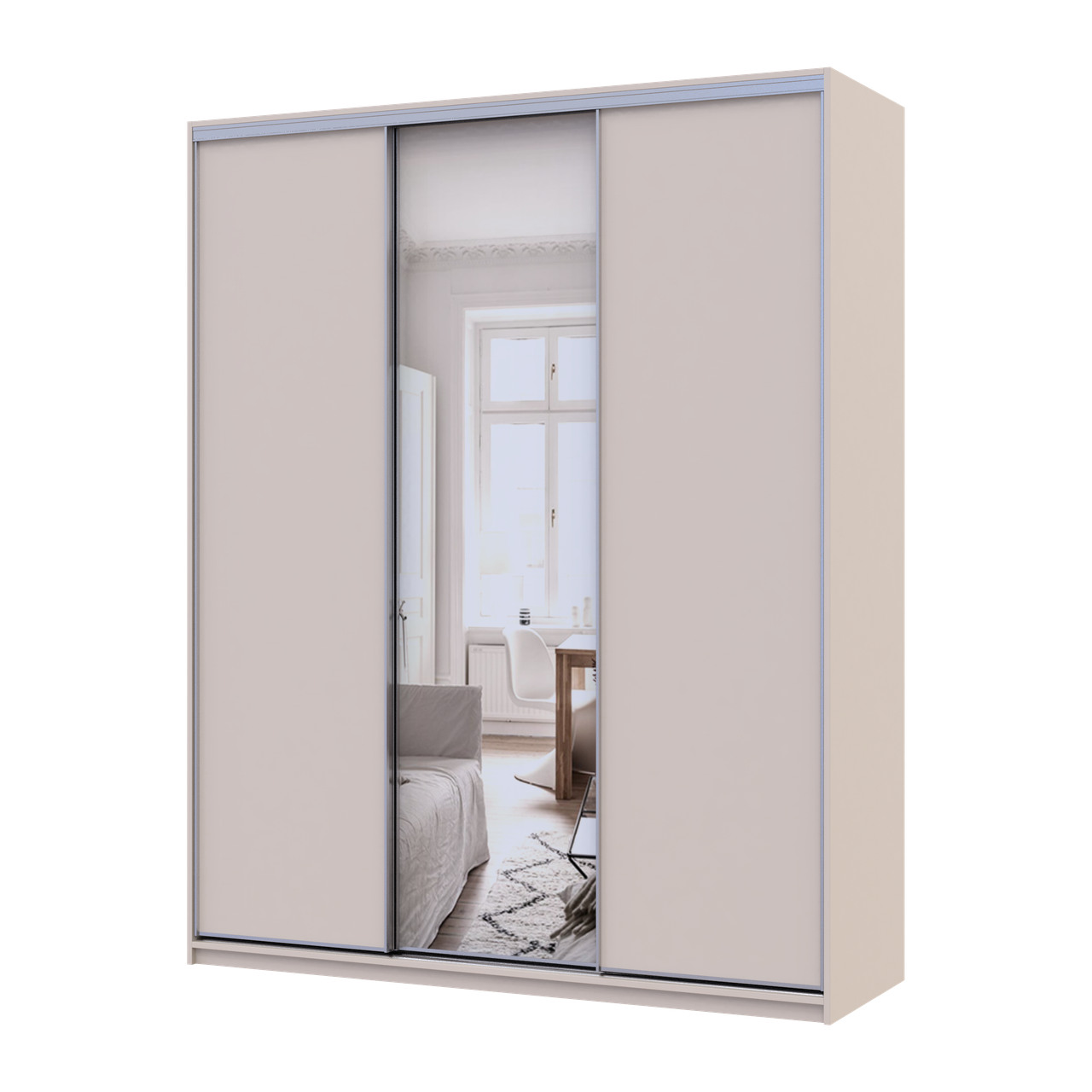 Шкаф купе Doros Сити Лайт Кашемир 2 ДСП/1 зеркало 180х60х225 (80736371)