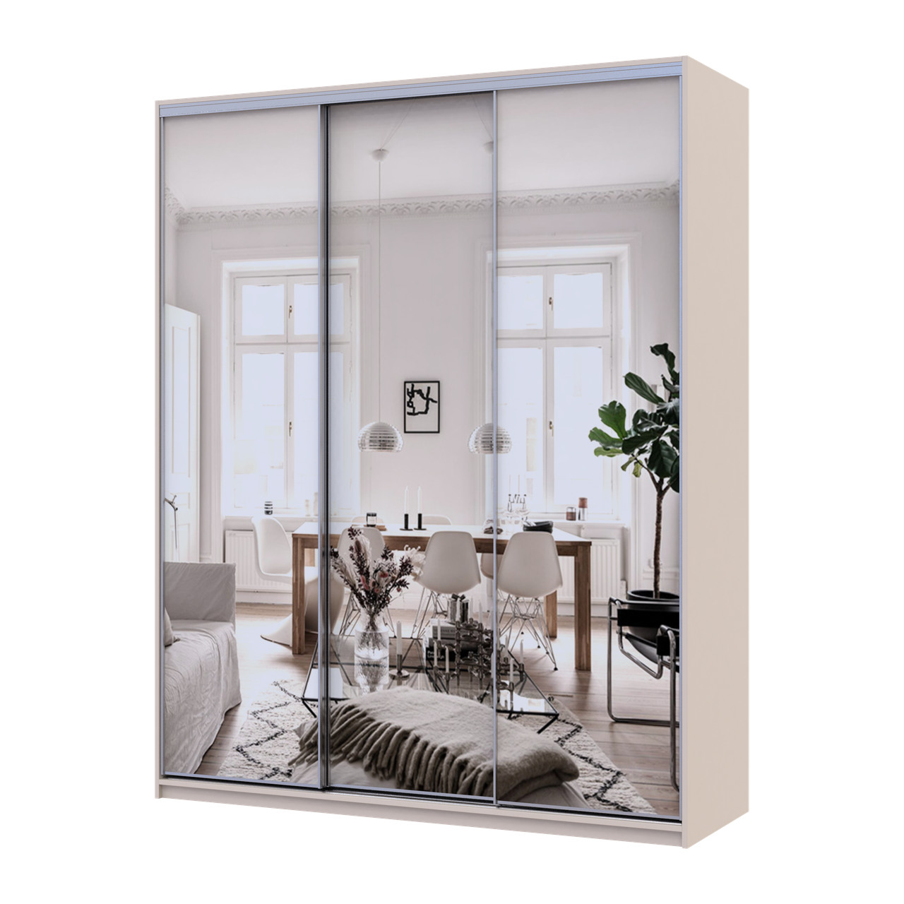 Шкаф купе Doros Сити Лайт Кашемир 3 Зеркала 180х60х225 (80736374)