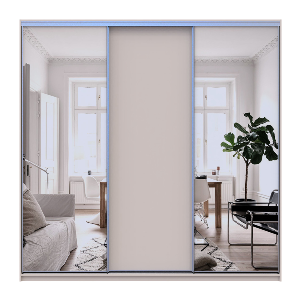 Шкаф купе Doros Сити Лайт Кашемир 1 ДСП / 2 зеркала 225х60х225 (80736380)
