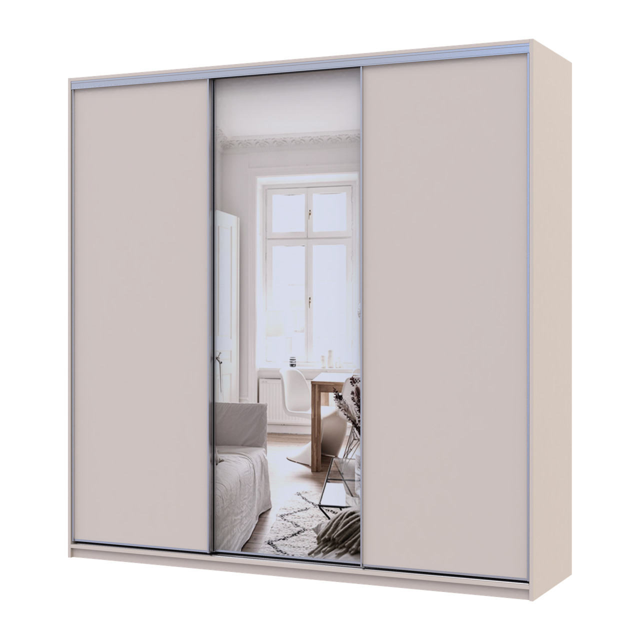 Шкаф купе Doros Сити Лайт Кашемир 2 ДСП/1 зеркало 225х60х225 (80736383)