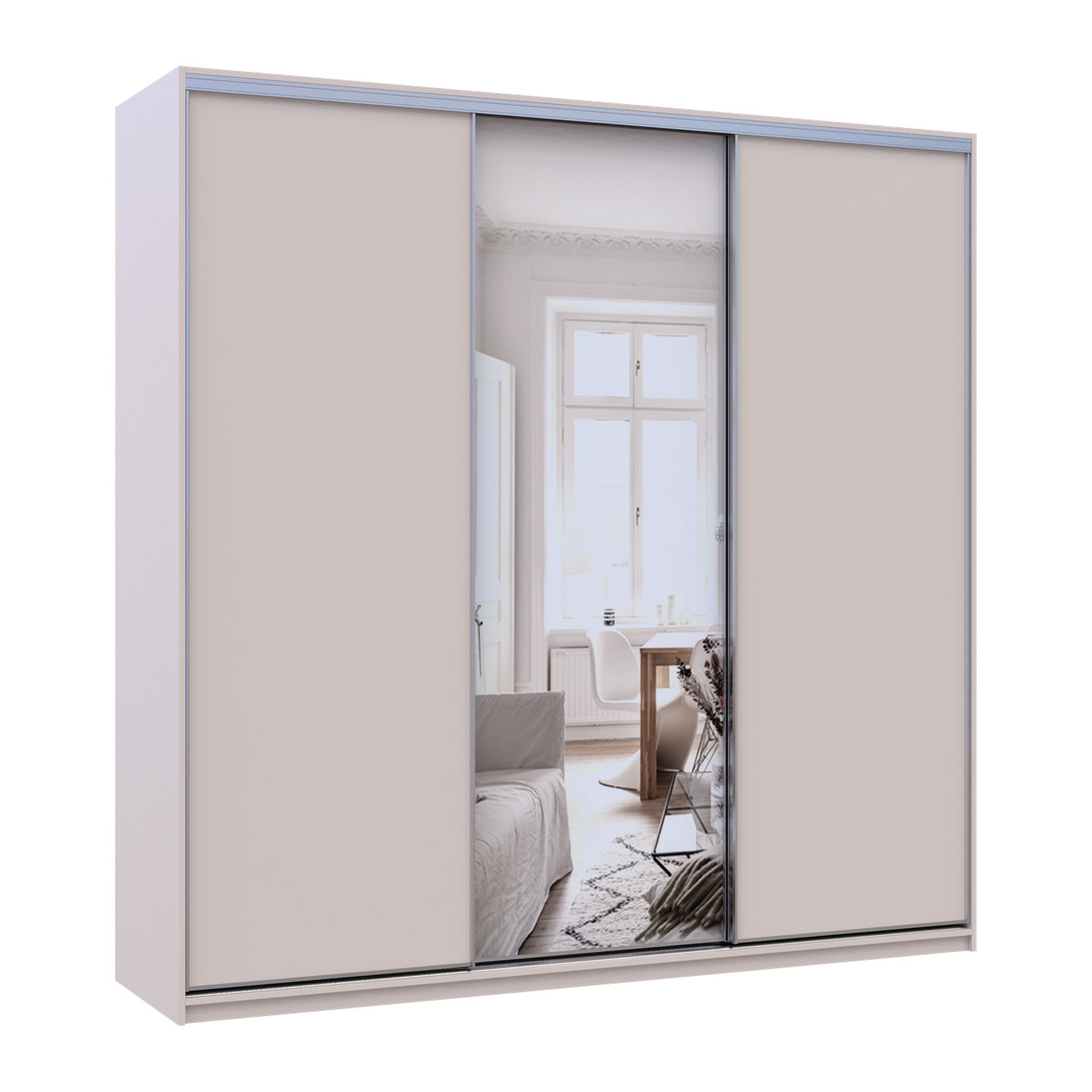 Шкаф купе Doros Сити Лайт Кашемир 2 ДСП/1 зеркало 225х60х225 (80736383)
