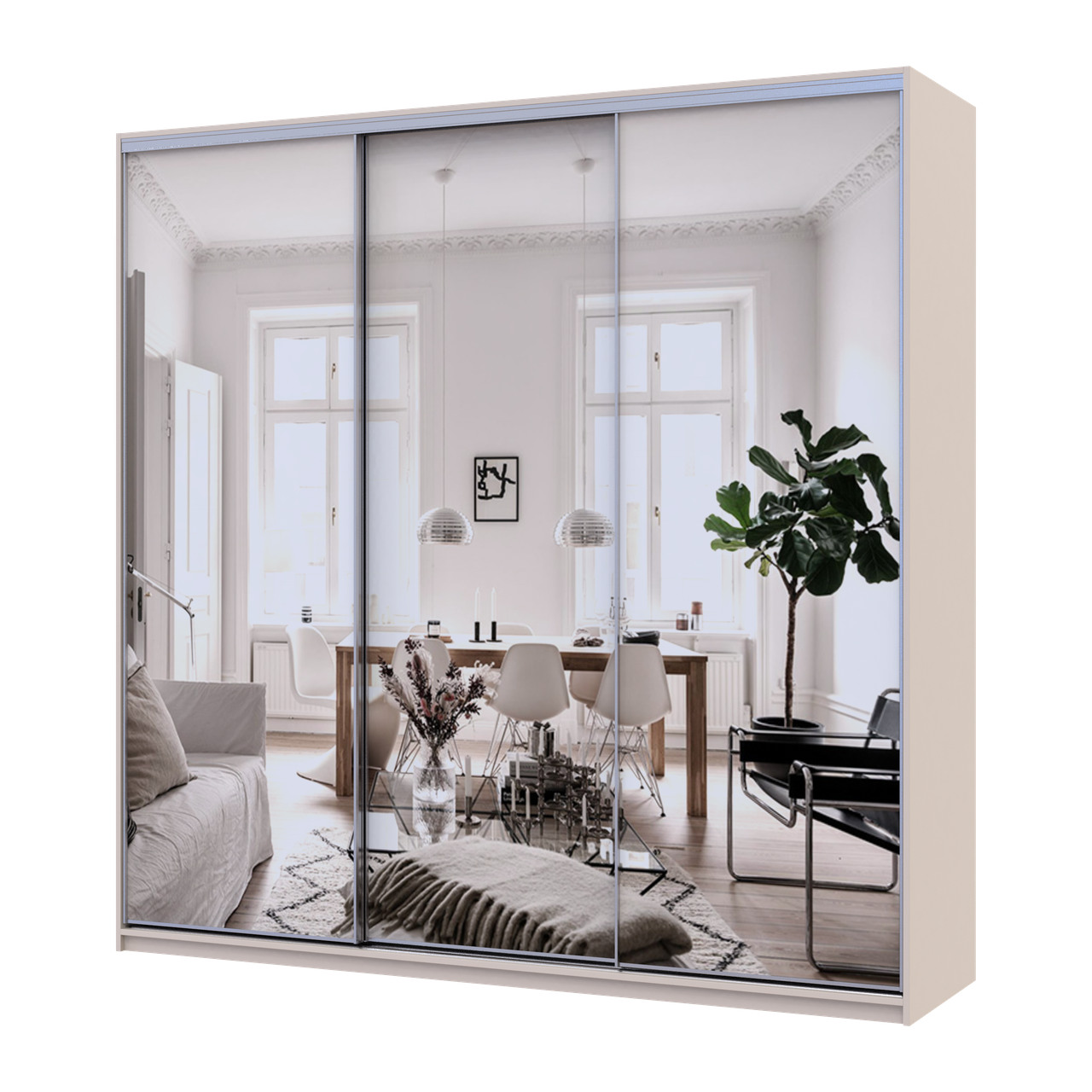 Шкаф купе Doros Сити Лайт Кашемир 3 Зеркала 225х60х225 (80736386)