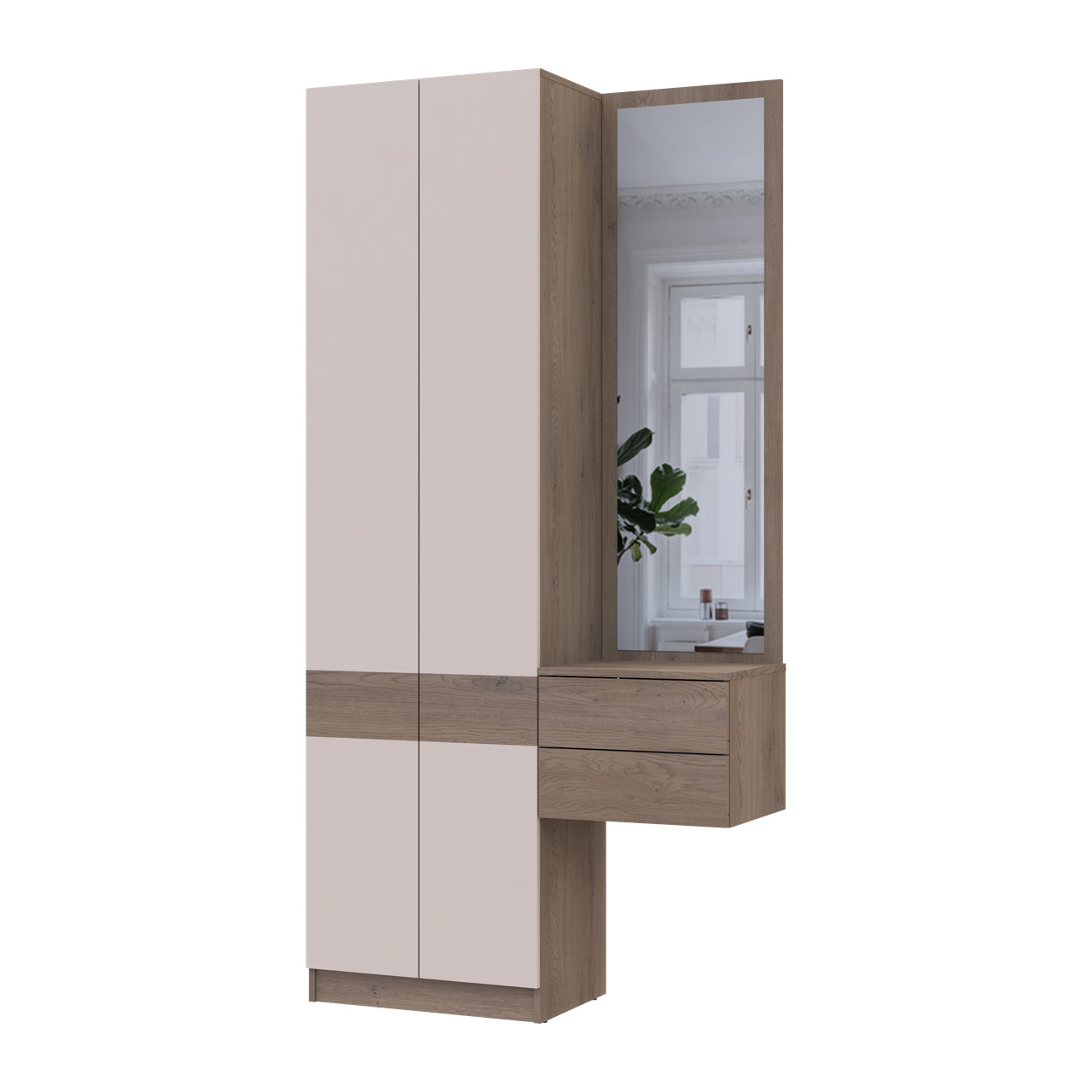 Прихожая Doros Сола 1+2 Канноло/Кашемир ДСП/зеркало 105х40х215 (42005232)
