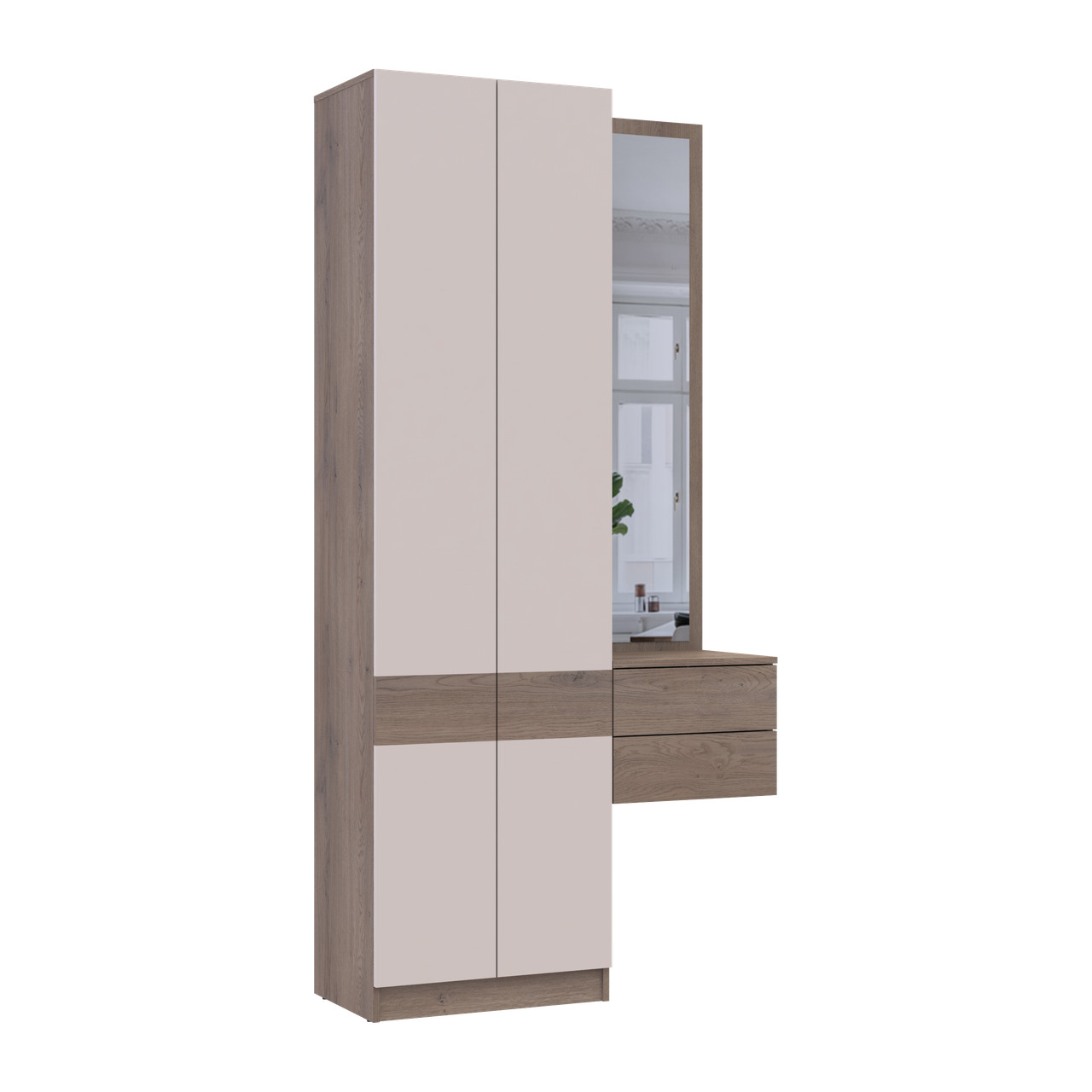 Прихожая Doros Сола 1+2 Канноло/Кашемир ДСП/зеркало 105х40х215 (42005232)