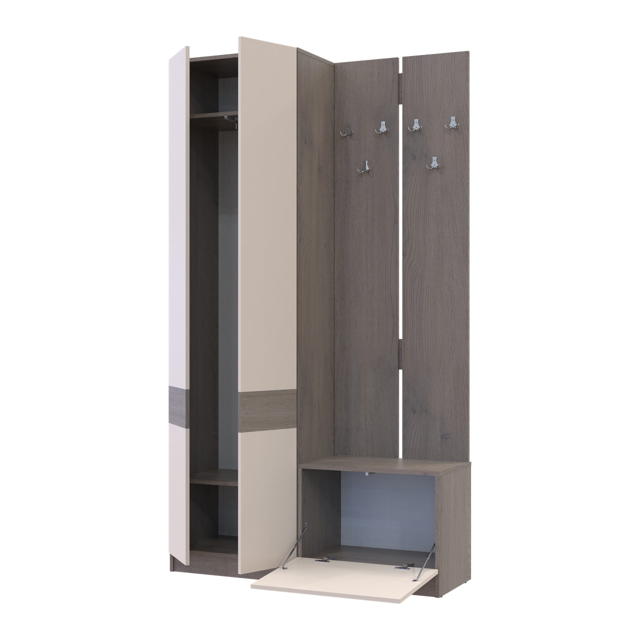 Прихожая Doros Сола 1+3 Канноло/Кашемир ДСП 120х40х215 (42005233)