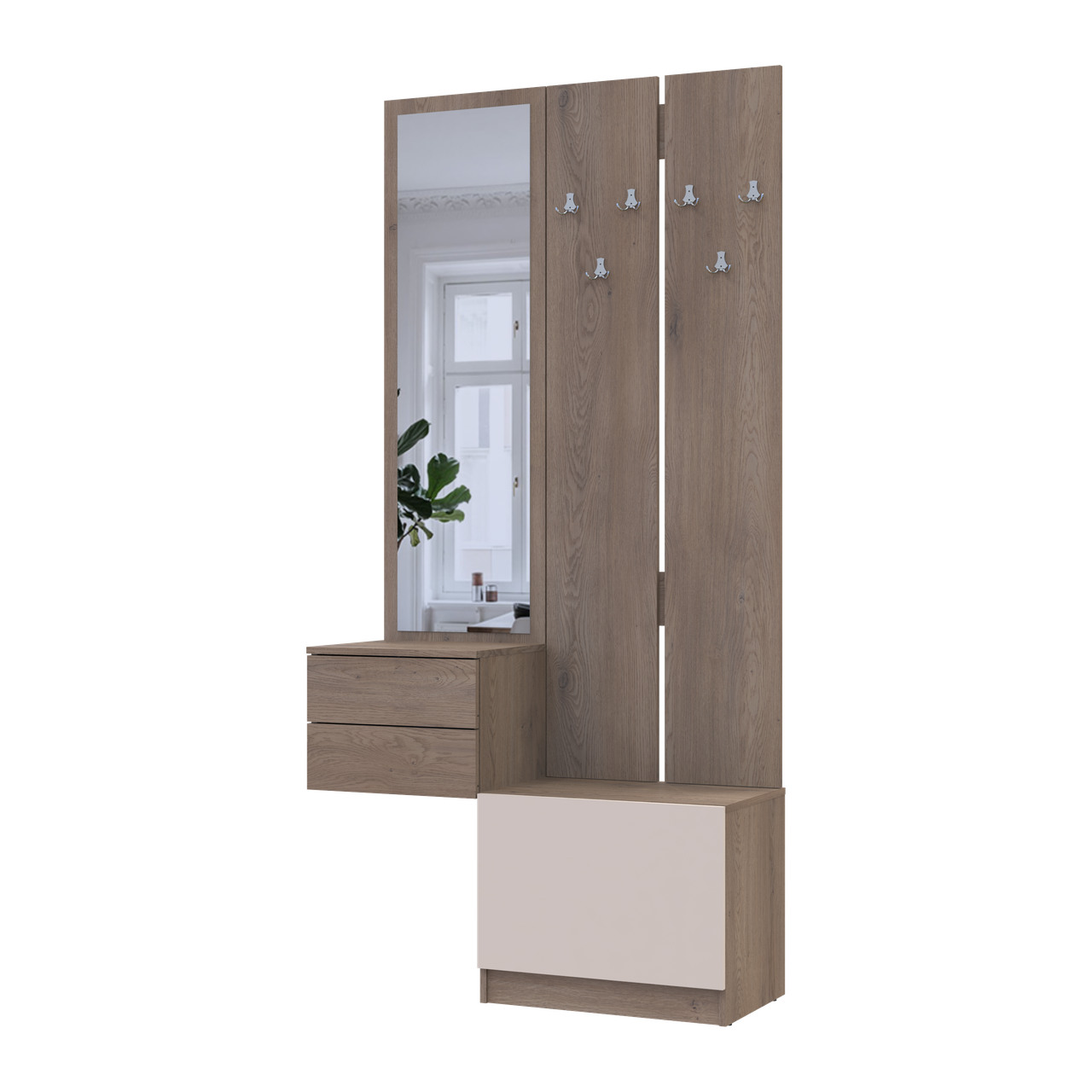 Прихожая Doros Сола 2+3 Канноло/Кашемир ДСП/зеркало 105х40х215 (42005234)