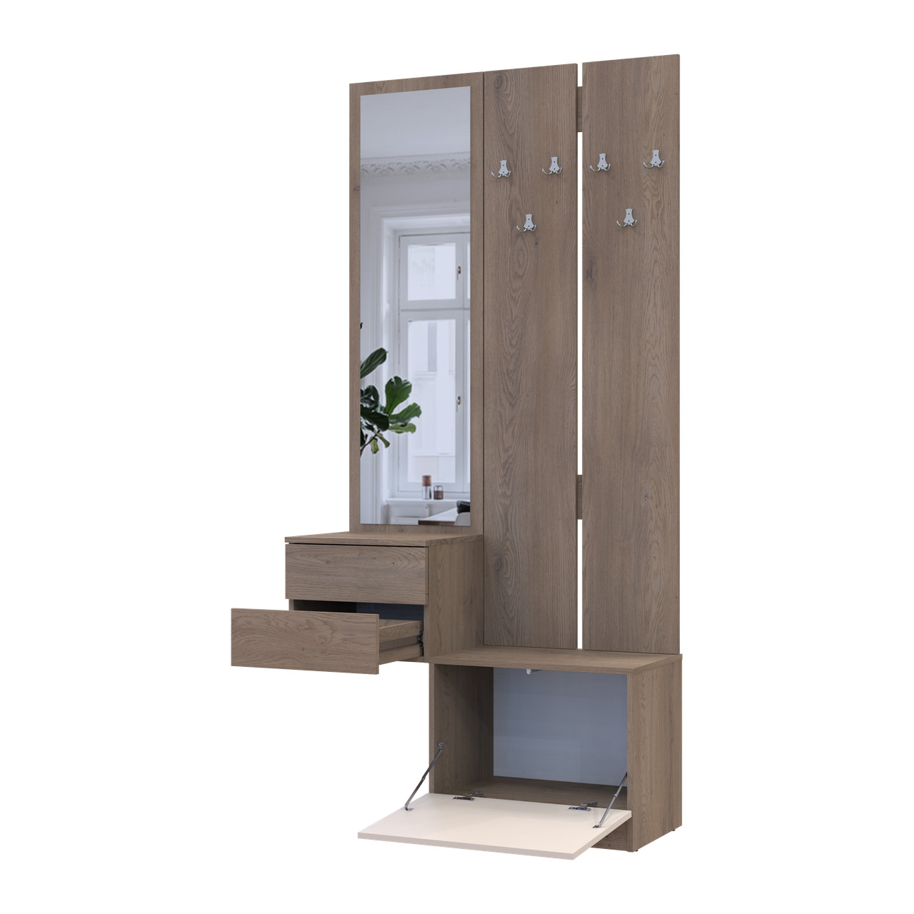 Прихожая Doros Сола 2+3 Канноло/Кашемир ДСП/зеркало 105х40х215 (42005234)
