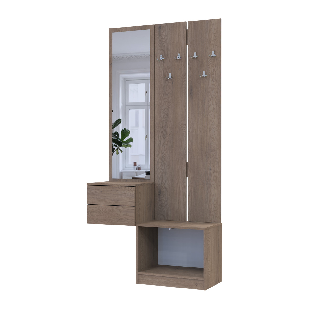 Прихожая Doros Сола 2+3 Канноло/Кашемир ДСП/зеркало 105х40х215 (42005234)