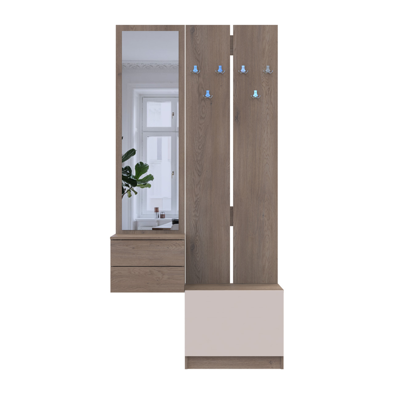 Прихожая Doros Сола 2+3 Канноло/Кашемир ДСП/зеркало 105х40х215 (42005234)
