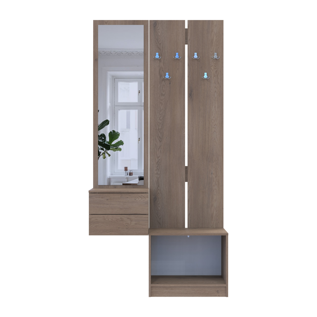 Прихожая Doros Сола 2+3 Канноло/Кашемир ДСП/зеркало 105х40х215 (42005234)