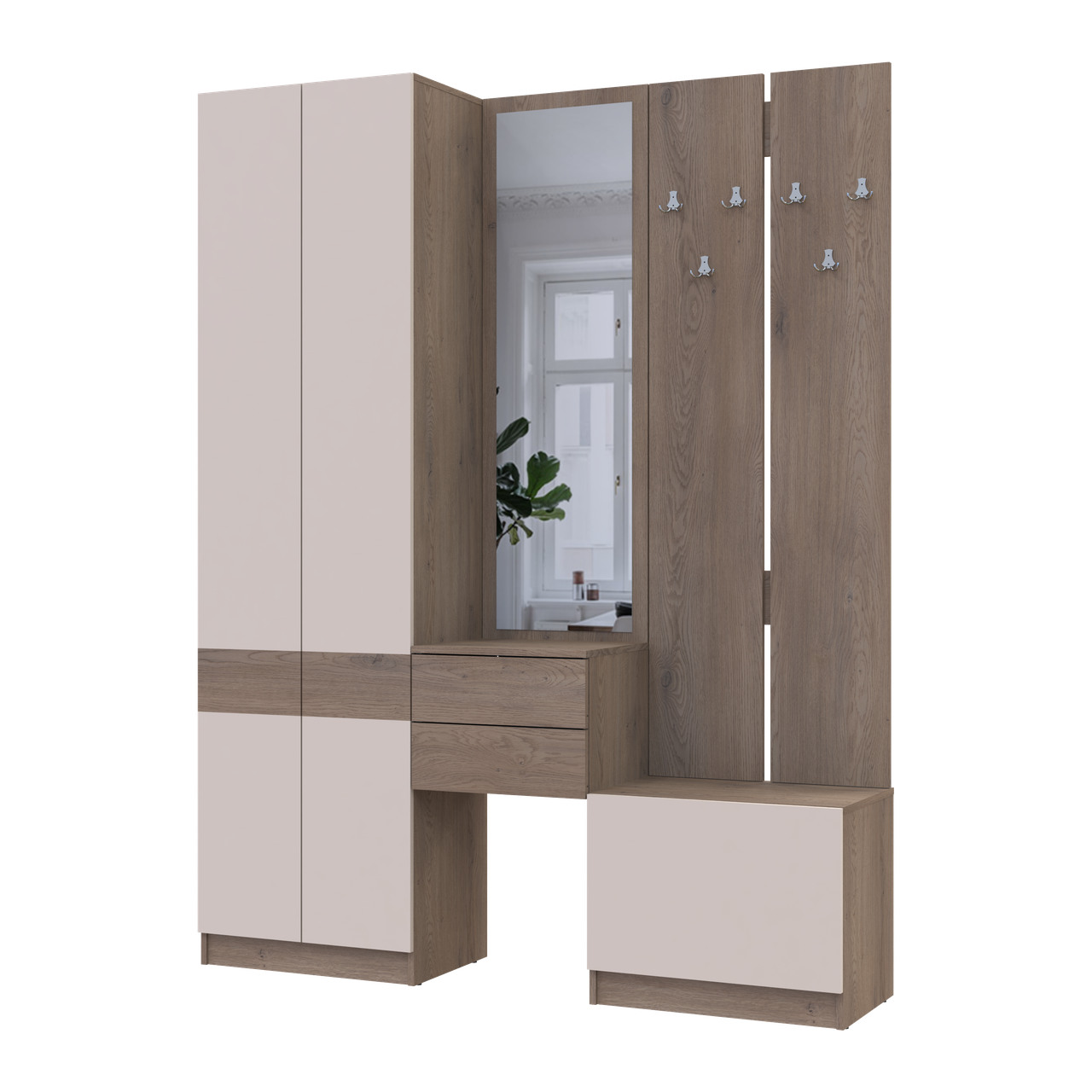 Прихожая Doros Сола Канноло/Кашемир ДСП/зеркало 165х40х215 (42005231)