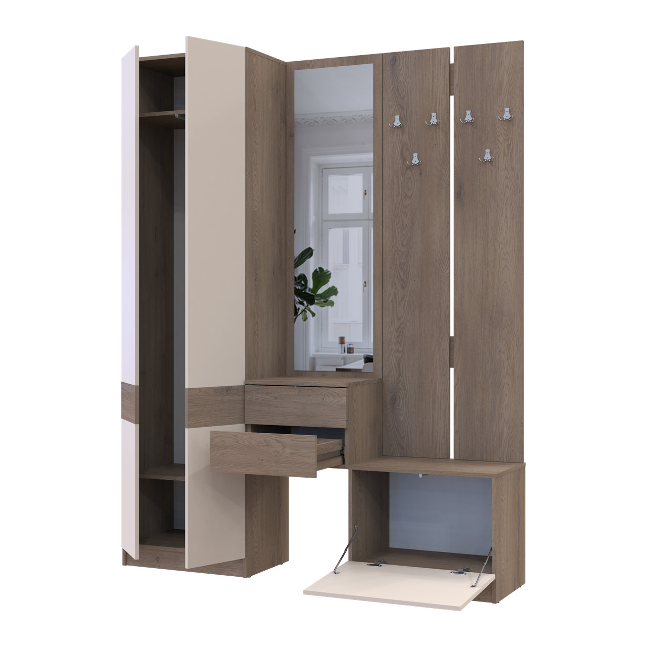 Прихожая Doros Сола Канноло/Кашемир ДСП/зеркало 165х40х215 (42005231)