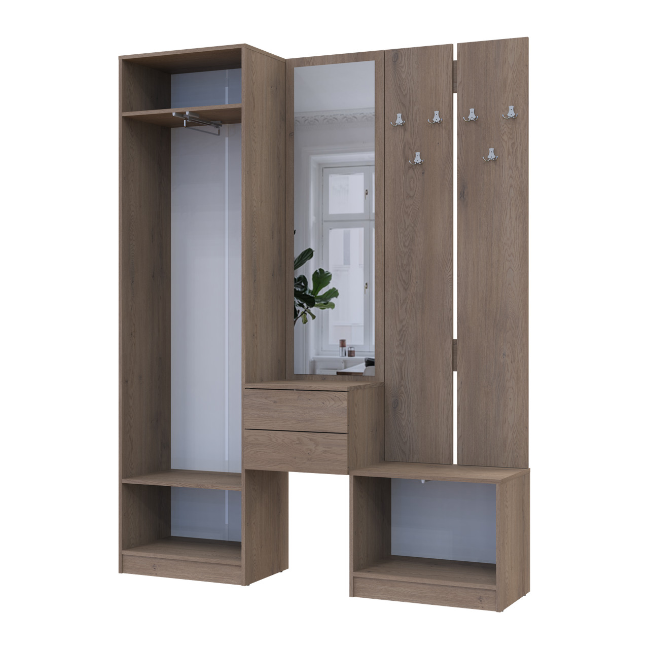 Прихожая Doros Сола Канноло/Кашемир ДСП/зеркало 165х40х215 (42005231)