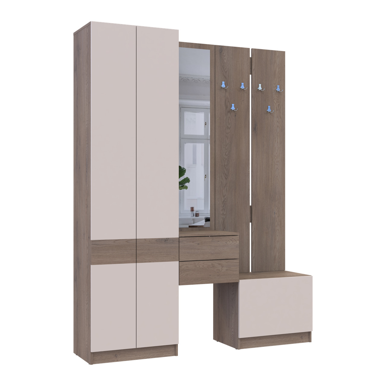 Прихожая Doros Сола Канноло/Кашемир ДСП/зеркало 165х40х215 (42005231)