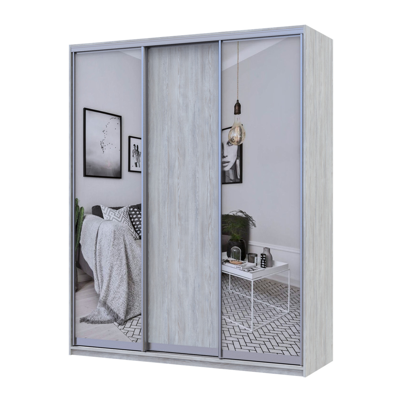 Шкаф купе Doros Сити Лайт Сосна Натти 1 ДСП / 2 зеркала 180х60х225 (80736520)