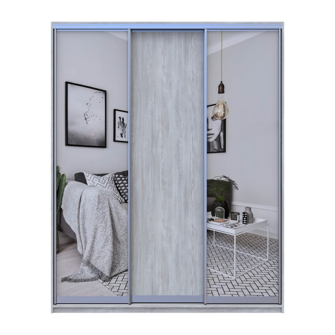 Шкаф купе Doros Сити Лайт Сосна Натти 1 ДСП / 2 зеркала 180х60х225 (80736520)