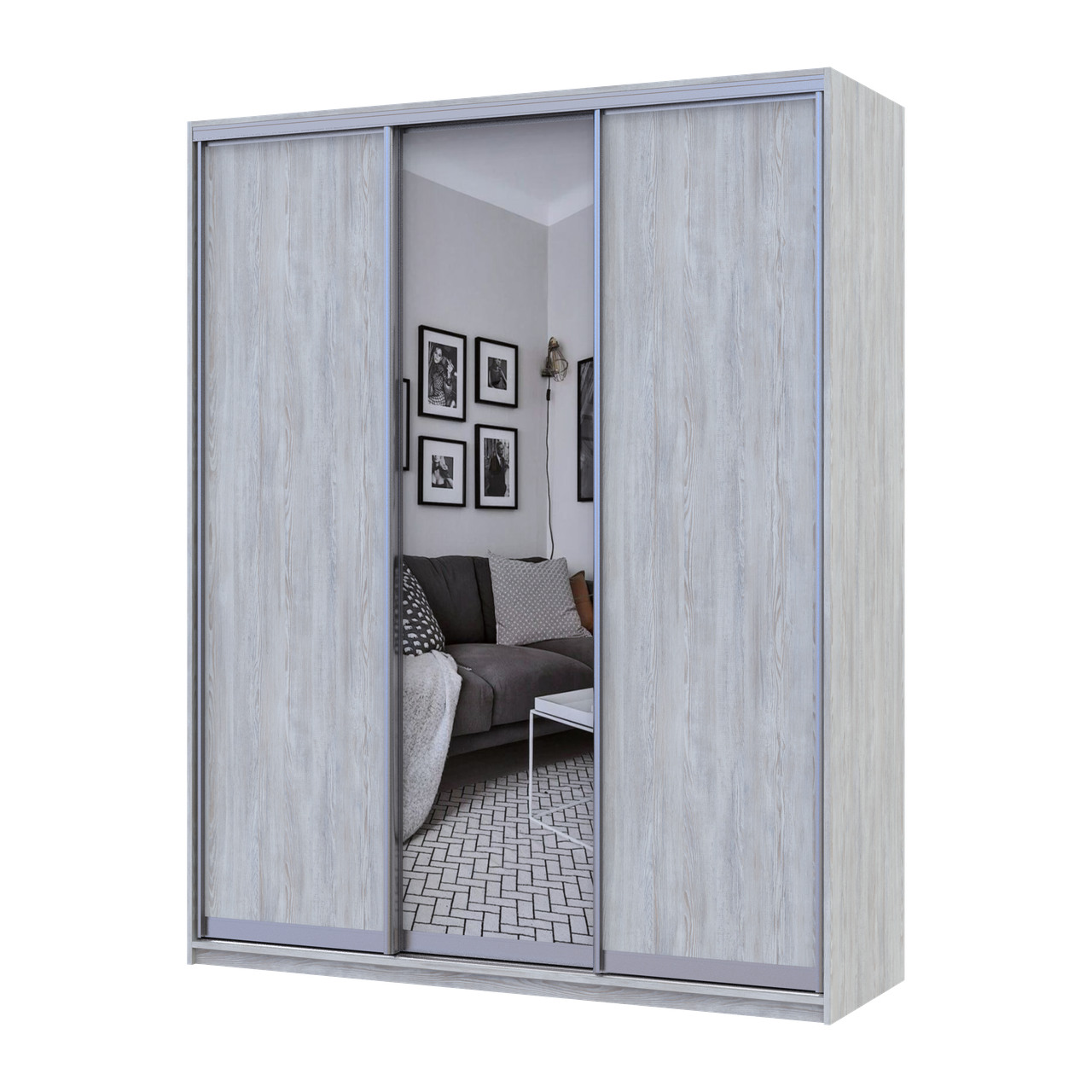 Шкаф купе Doros Сити Лайт Сосна Натти 2 ДСП / 1 зеркало 225х60х225 (80736530)