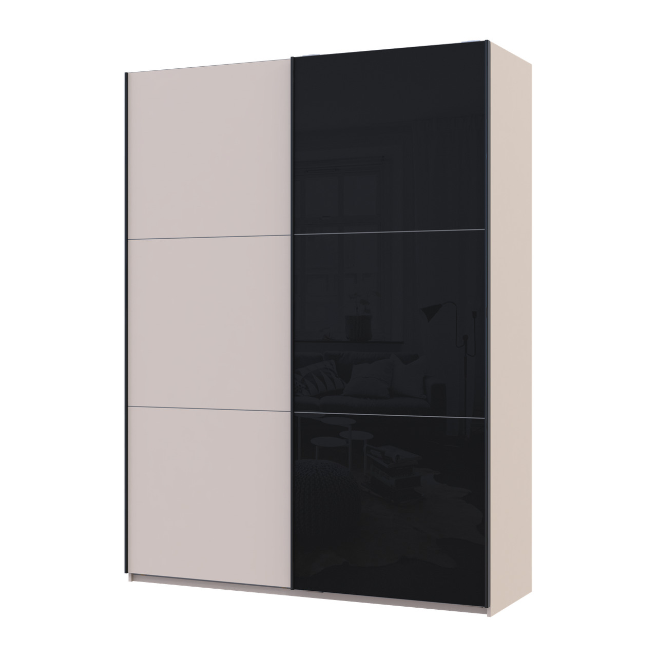 Шкаф купе Doros G-Caiser Кашемир/Черный 1 ДСП/1 стекло 3 части 180х60х240 (42005323)
