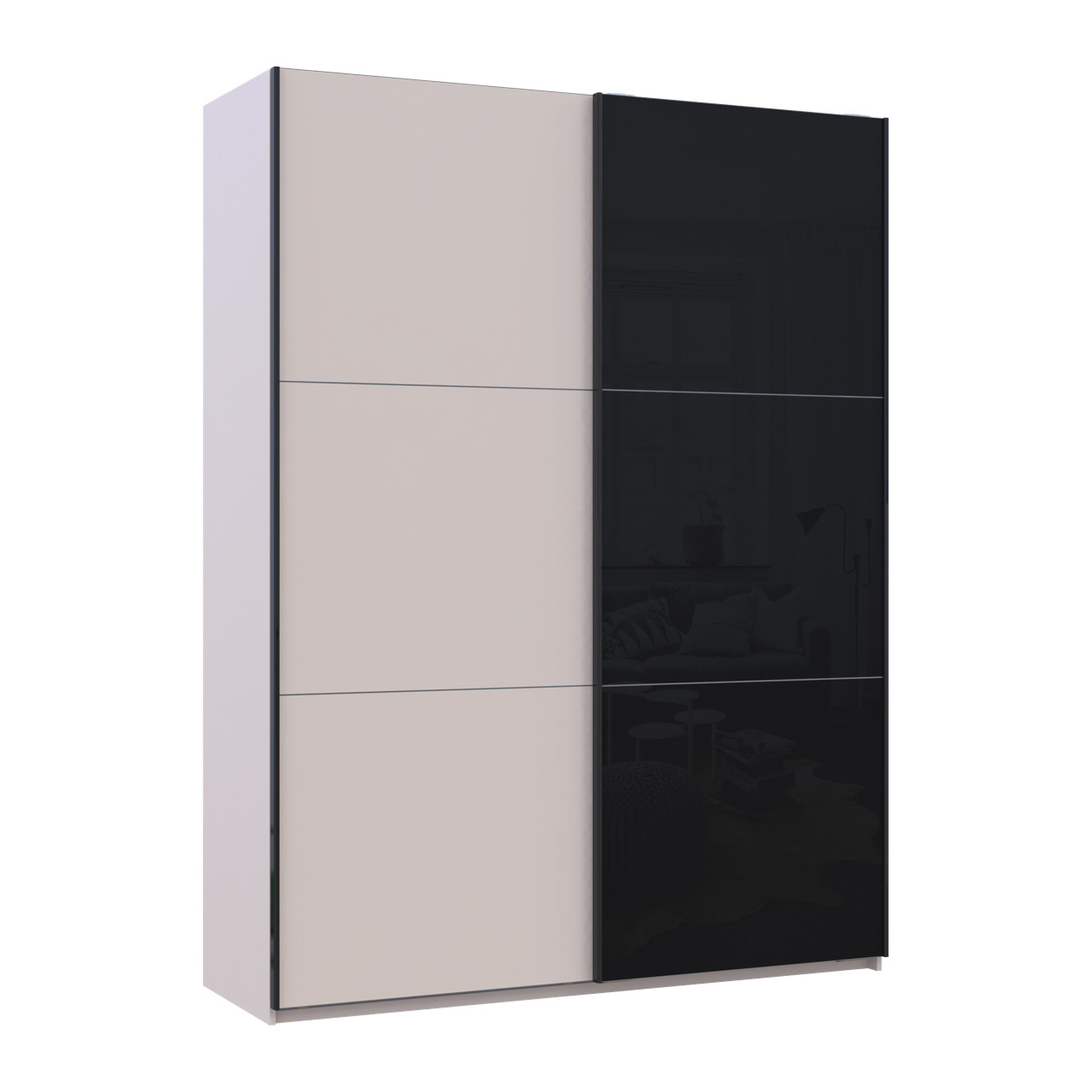 Шкаф купе Doros G-Caiser Кашемир/Черный 1 ДСП/1 стекло 3 части 180х60х240 (42005323)