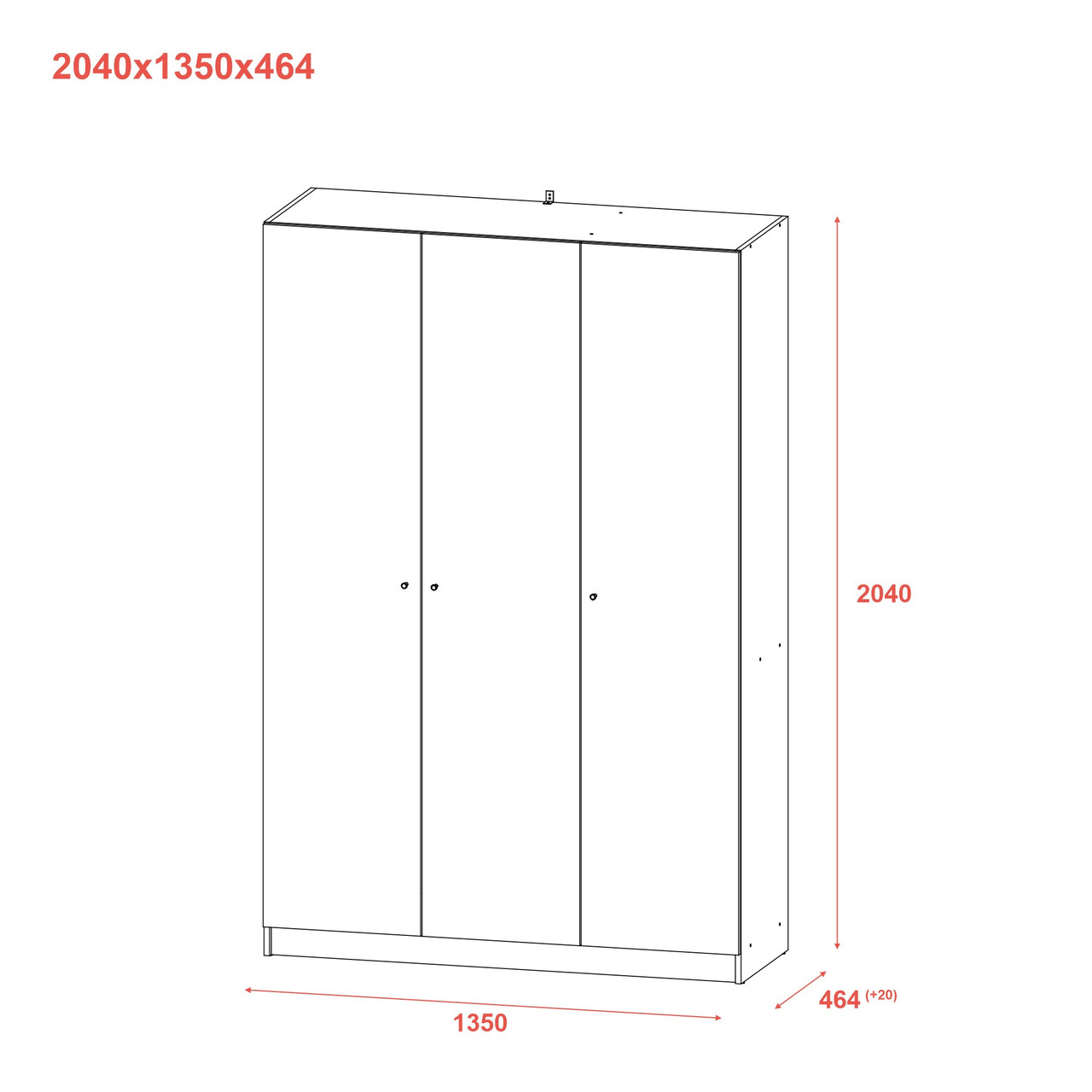 Шкаф для одежды Doros Промо Антрацит 3 ДСП 135х48х204 (44900524)