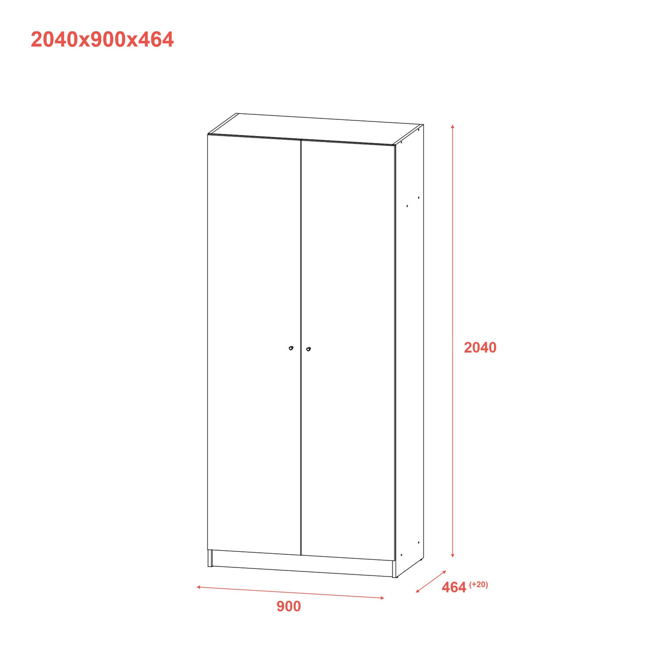 Шкаф для одежды Doros Промо Антрацит 2 ДСП 90х48х204 (44900523)