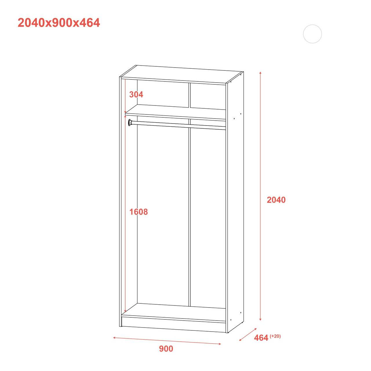 Шкаф для одежды Doros Промо Антрацит 2 ДСП 90х48х204 (44900523)