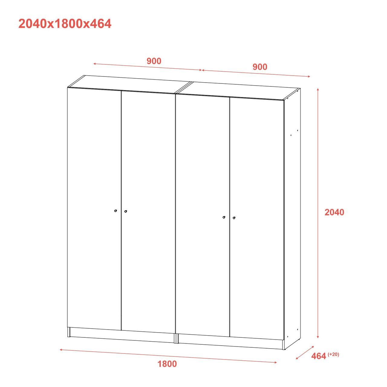 Шкаф для одежды Doros Промо Антрацит 2+2 ДСП 180х48х204 (42005333)
