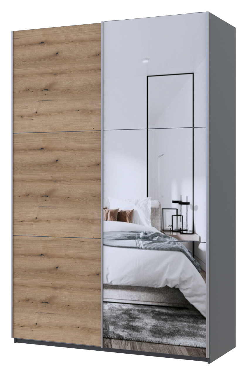 Шкаф купе Doros G-Caiser Антрацит/Дуб Евок 1 ДСП / 1 дзеркало / 3 частини (42005413)