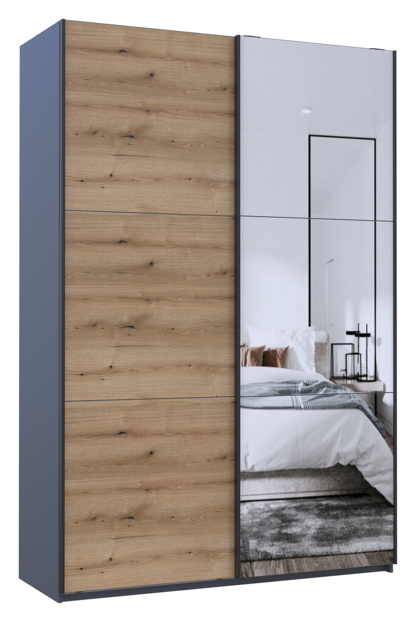 Шкаф купе Doros G-Caiser Антрацит/Дуб Евок 1 ДСП / 1 дзеркало / 3 частини (42005413)
