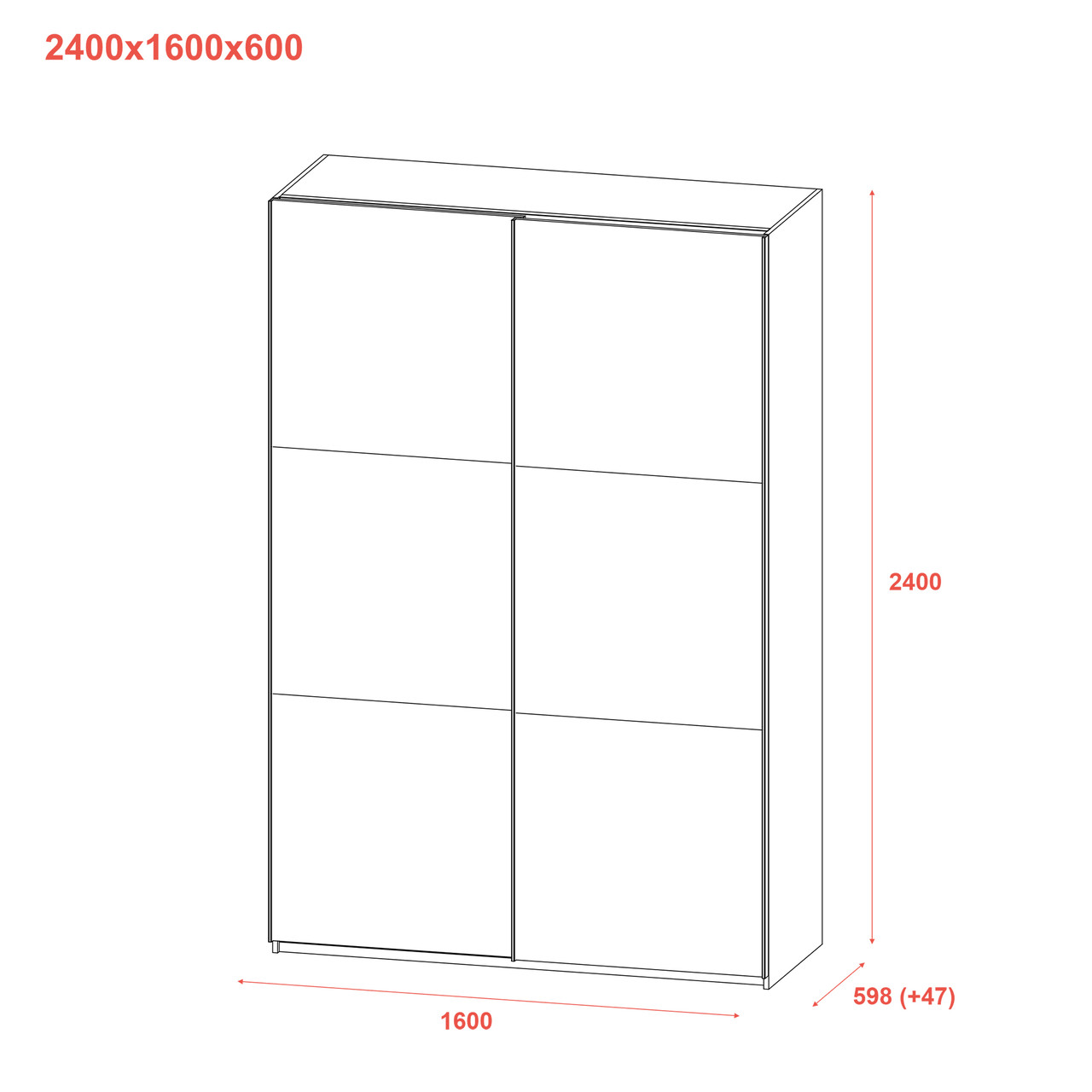 Шкаф купе Doros G-Caiser Антрацит/Дуб Эвок 2 ДСП / 3 части 160х60х240 (42005414)