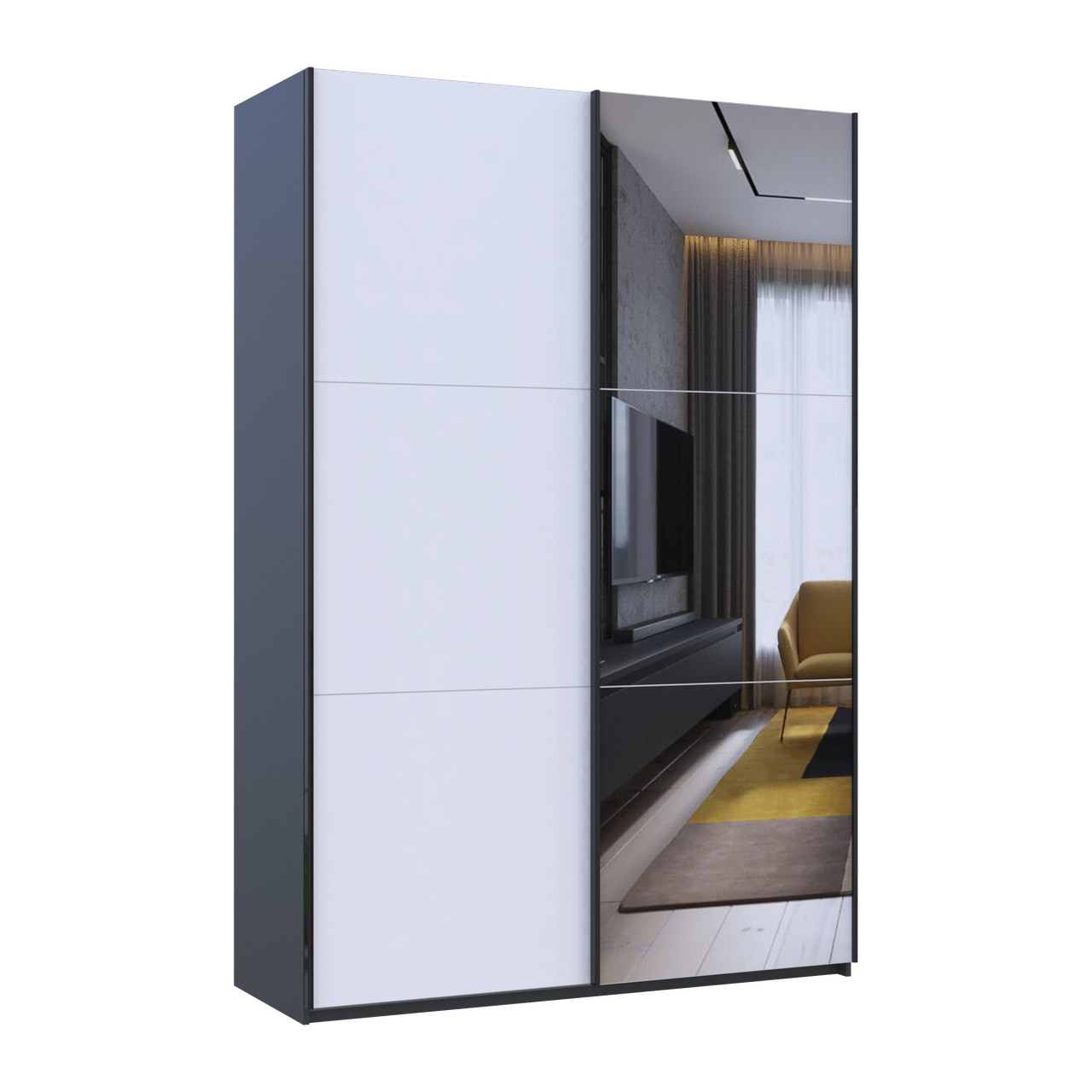 Шкаф купе Doros G-Caiser Антрацит/Белый 1 ДСП / 1 Зеркало / 3 части 160х60х240 (42005415)