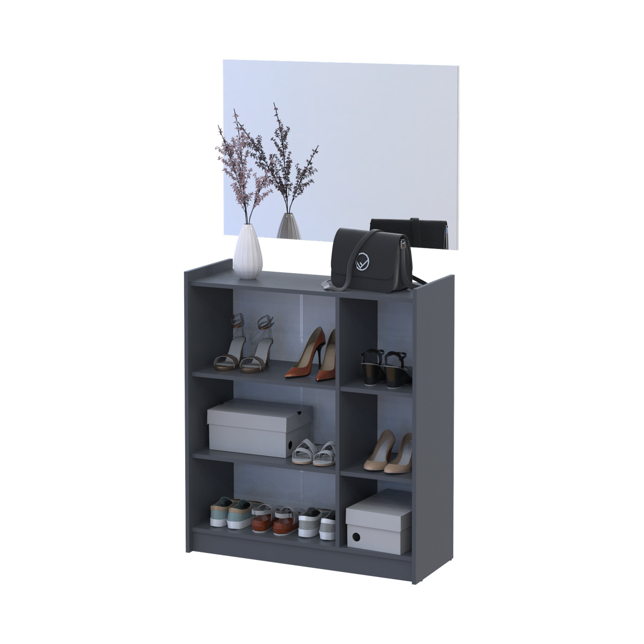 Прихожая Doros Кассель с зеркалом Графит 3 ДСП 97х40х110 (42005497)