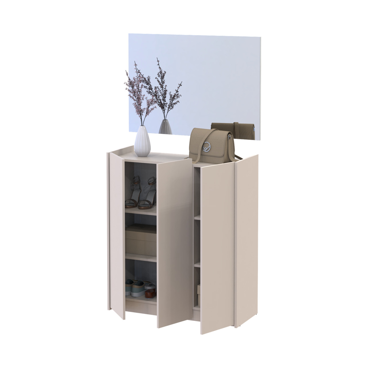 Прихожая Doros Кассель с зеркалом Кашемир 3 ДСП 97х40х110 (42005506)