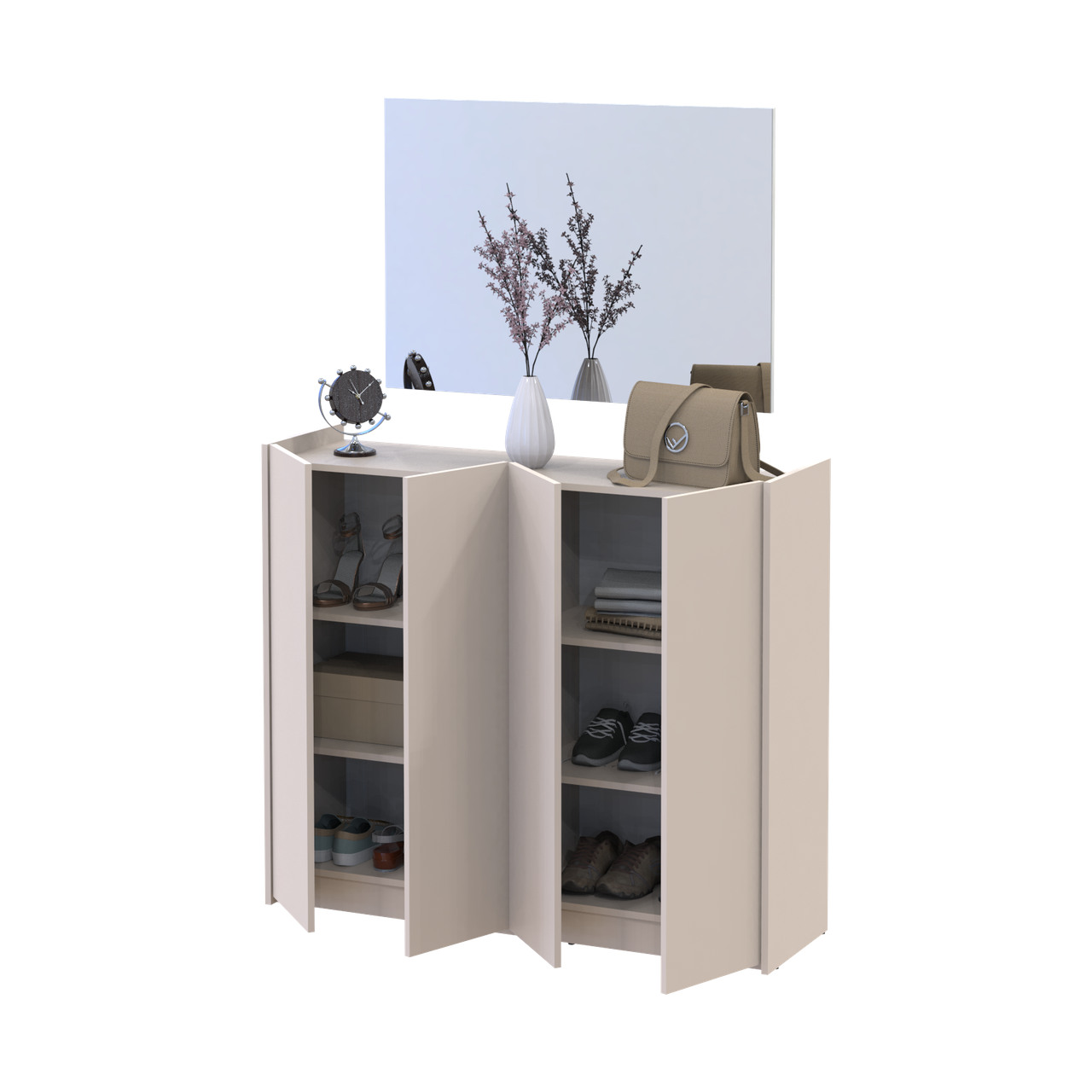 Прихожая Doros Кассель с зеркалом Кашемир 4 ДСП 128х40х110 (42005507)