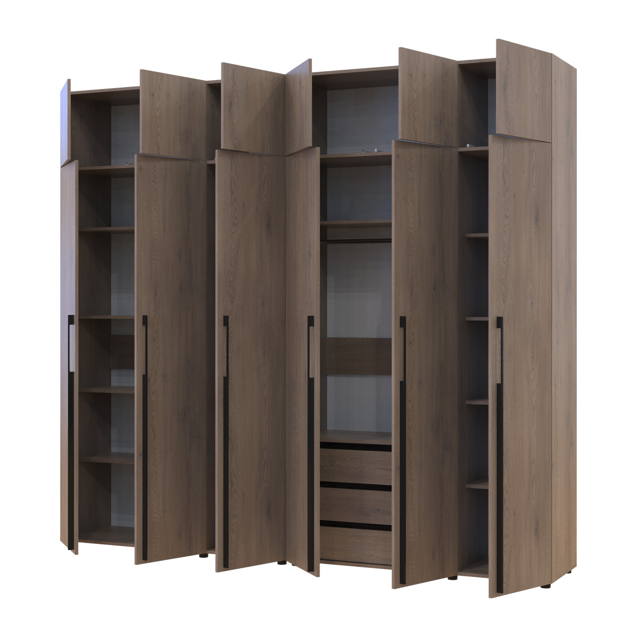 Шкаф для одежды с ящичками, полками и антресолью Doros Каспер Кремона Канноло 3+3 ДСП 270х50х245 (42005581)