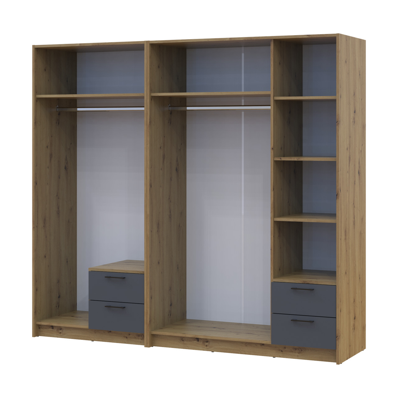 Шкаф для одежды Doros Ронди Дуб Артизан/Графит 2+3 ДСП 203х52х195 (42005690)